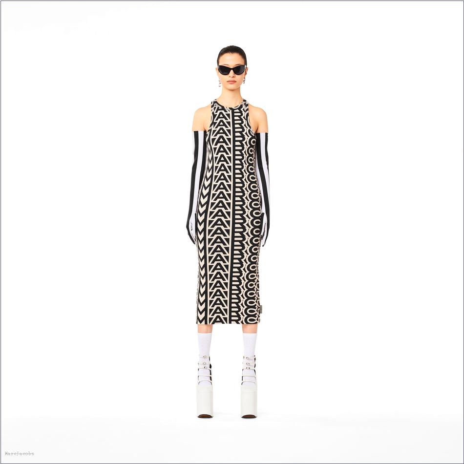  Marc Jacobs BLACK/IVORY Ready To Wear/View All Ready To Wear/The Monogram Racer Rib Dress