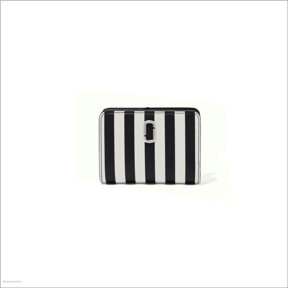  Marc Jacobs BLACK/WHITE MARCDOWN/View All Marcdown/The Striped J Marc Mini Compact Wallet