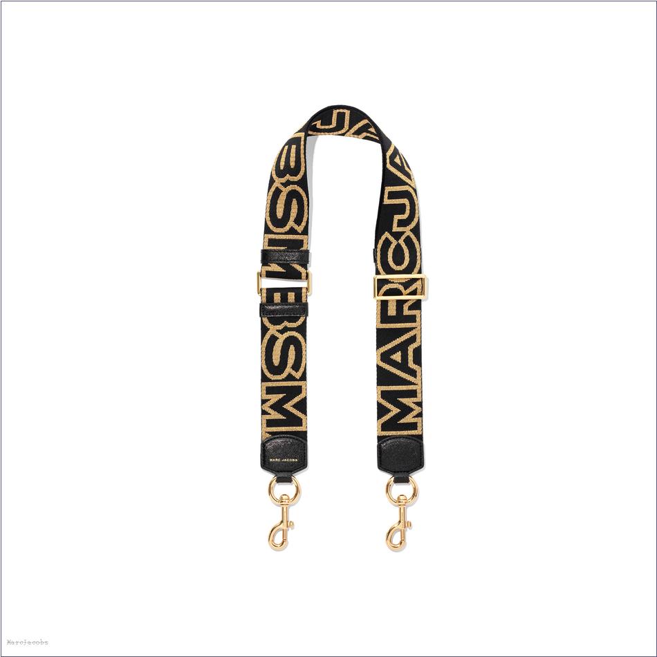  Marc Jacobs BLACK/GOLD ACCESSORIES/Straps/The Outline Logo Webbing Strap