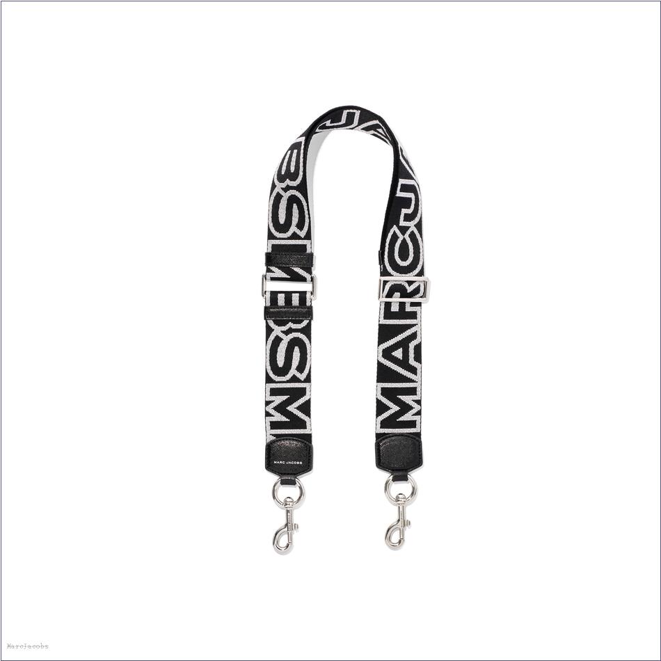  Marc Jacobs BLACK/SILVER ACCESSORIES/Straps/The Outline Logo Webbing Strap