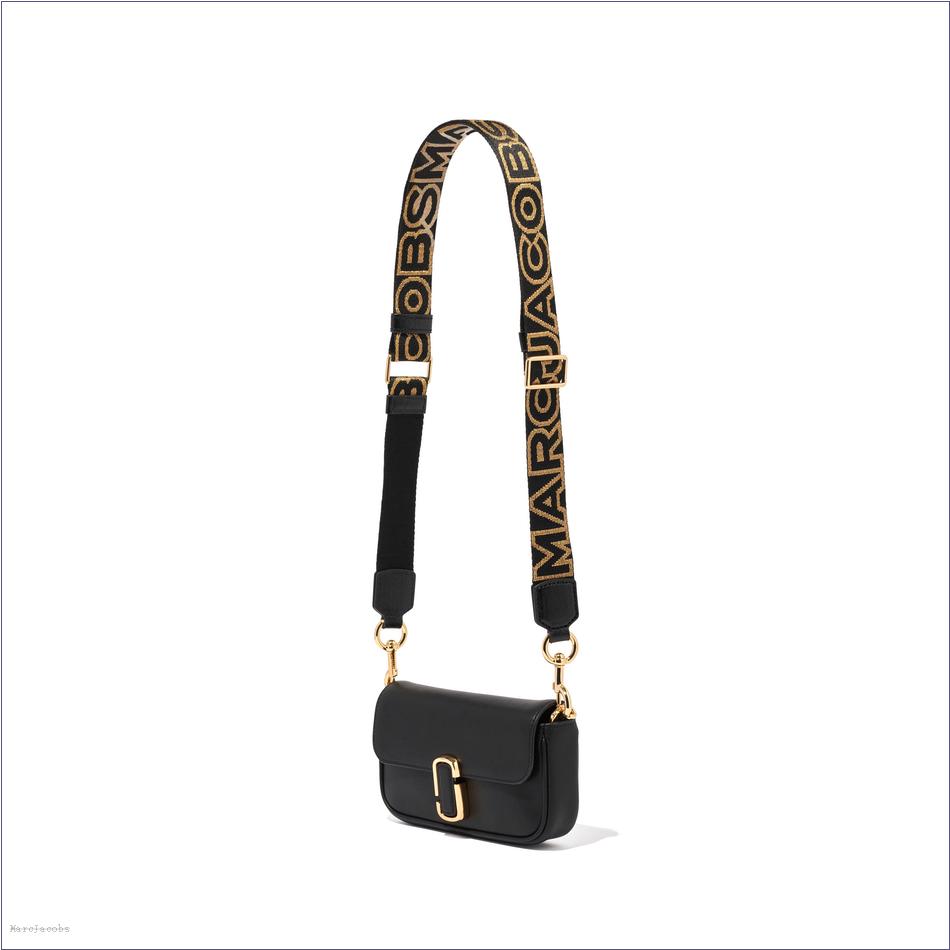  Marc Jacobs BLACK/GOLD ACCESSORIES/Straps/The Thin Outline Logo Webbing Strap