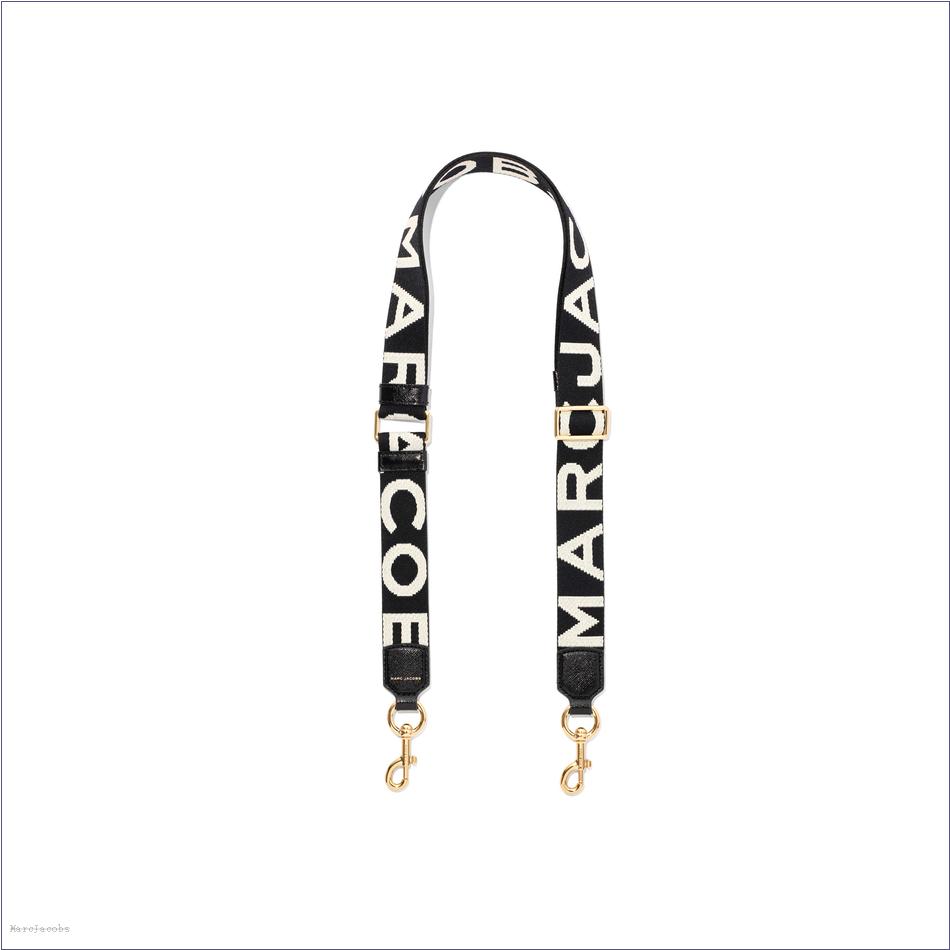  Marc Jacobs BLACK/WHITE The Thin Logo Webbing Strap