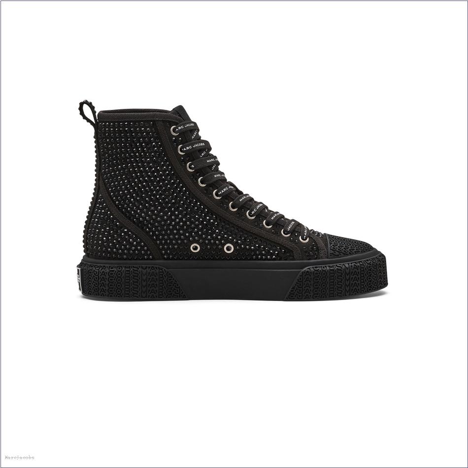  Marc Jacobs BLACK CRYSTAL SHOES/Sneakers/The Crystal Canvas High Top Sneaker