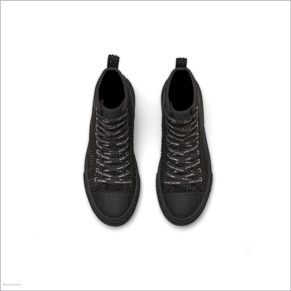  Marc Jacobs BLACK CRYSTAL SHOES/Sneakers/The Crystal Canvas High Top Sneaker