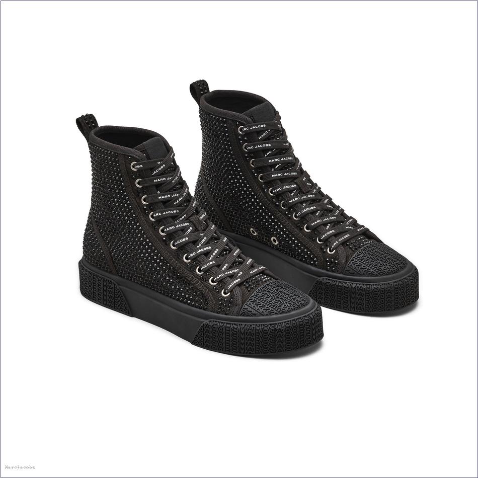  Marc Jacobs BLACK CRYSTAL SHOES/Sneakers/The Crystal Canvas High Top Sneaker