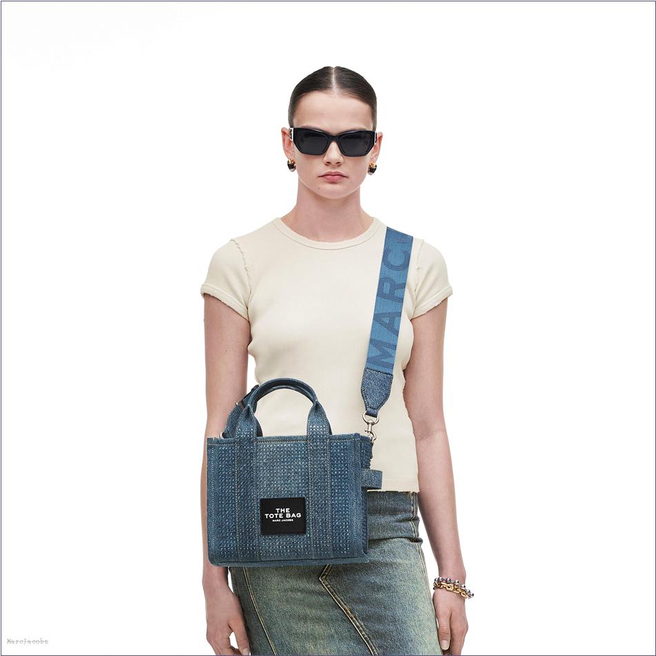  Marc Jacobs LIGHT BLUE CRYSTAL BAGS/The Tote Bag/The Crystal Denim Small Tote Bag