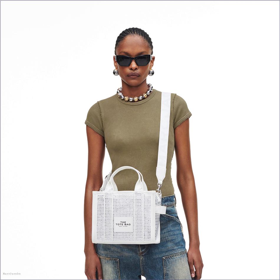  Marc Jacobs WHITE CRYSTAL BAGS/The Tote Bag/The Crystal Canvas Small Tote Bag