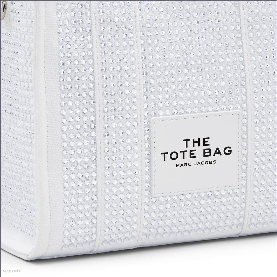  Marc Jacobs WHITE CRYSTAL BAGS/The Tote Bag/The Crystal Canvas Small Tote Bag