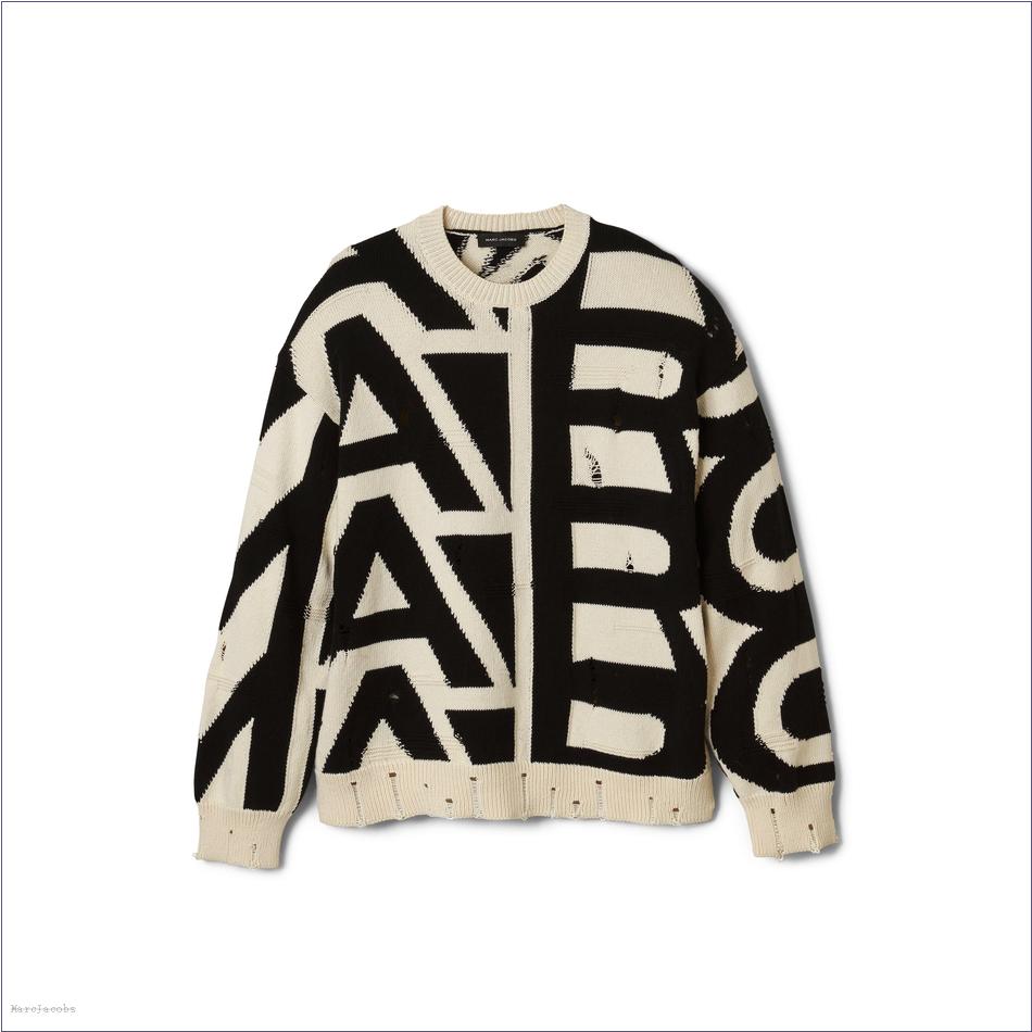  Marc Jacobs CREAM/BLACK MARCDOWN/View All Marcdown/Distressed Monogram Oversize Sweater