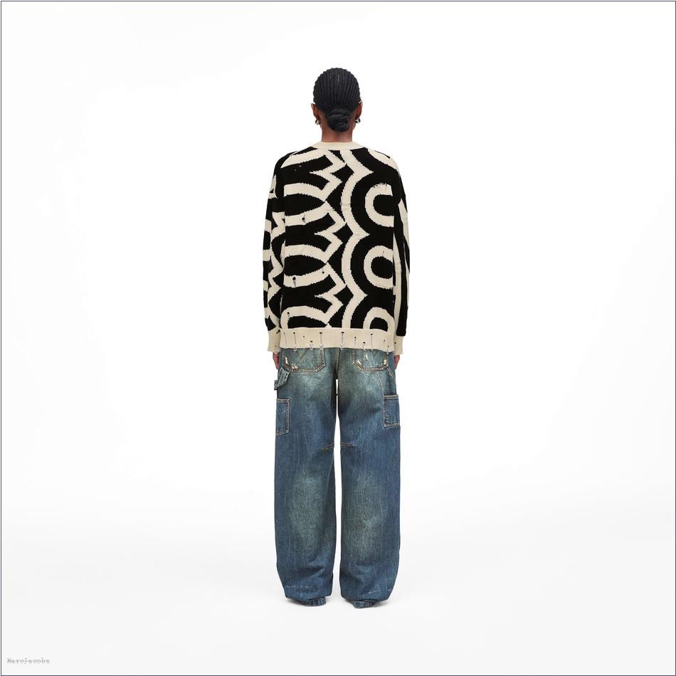  Marc Jacobs CREAM/BLACK MARCDOWN/View All Marcdown/Distressed Monogram Oversize Sweater