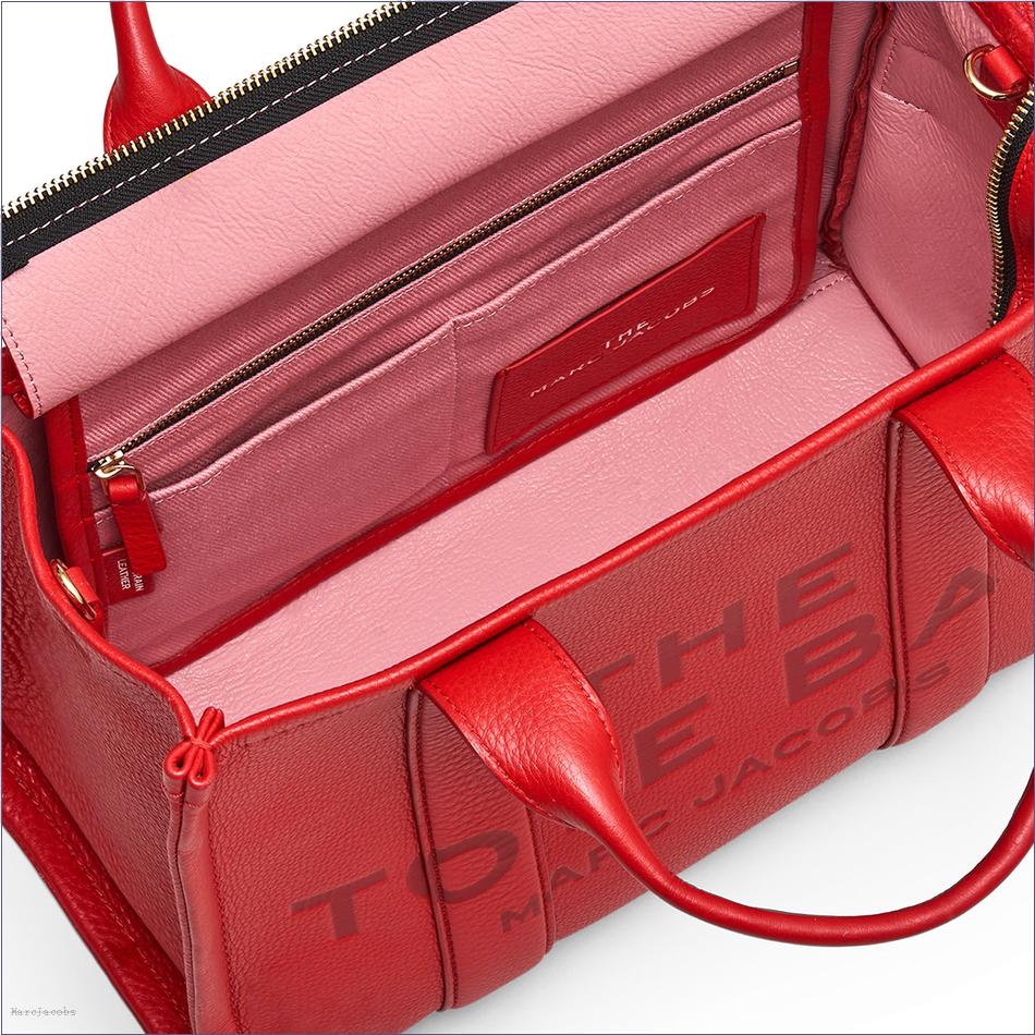  Marc Jacobs TRUE RED BAGS/The Tote Bag/The Leather Medium Tote Bag