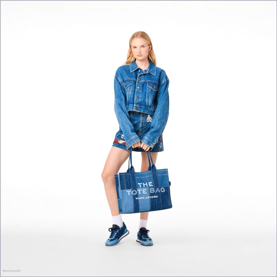  Marc Jacobs BLUE DENIM BAGS/The Tote Bag/The Denim Large Tote Bag