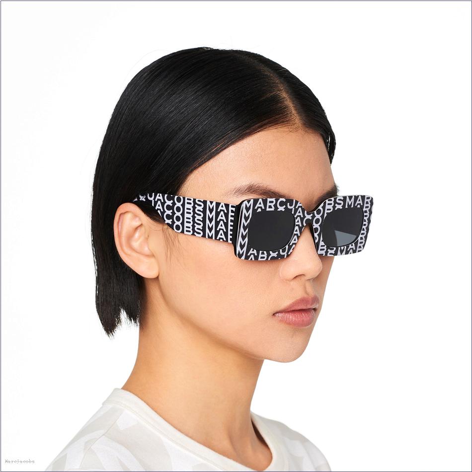  Marc Jacobs BLACK/WHITE The Monogram Rectangular Sunglasses