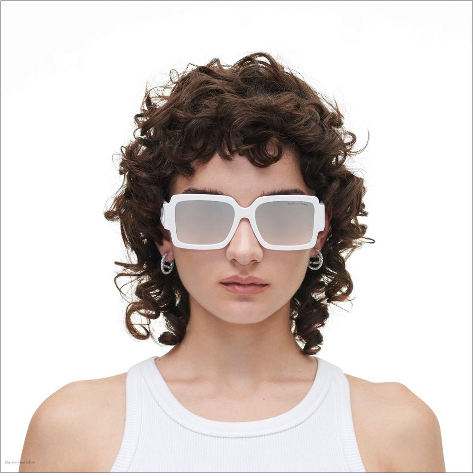  Marc Jacobs WHITE/GREY ACCESSORIES/Sunglasses/The Bold Logo Square Mirrored Sunglasses