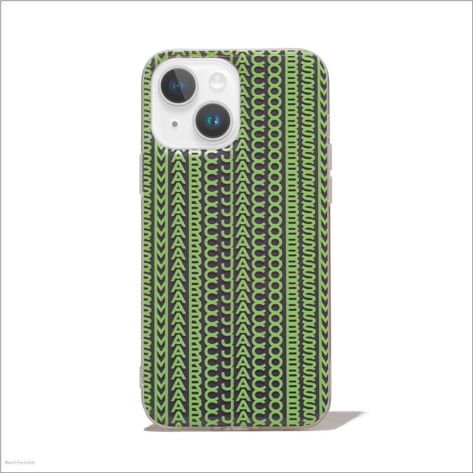  Marc Jacobs GREY/FLURO GREEN MARCDOWN/View All Marcdown/The Monogram iPhone Case 14 Plus